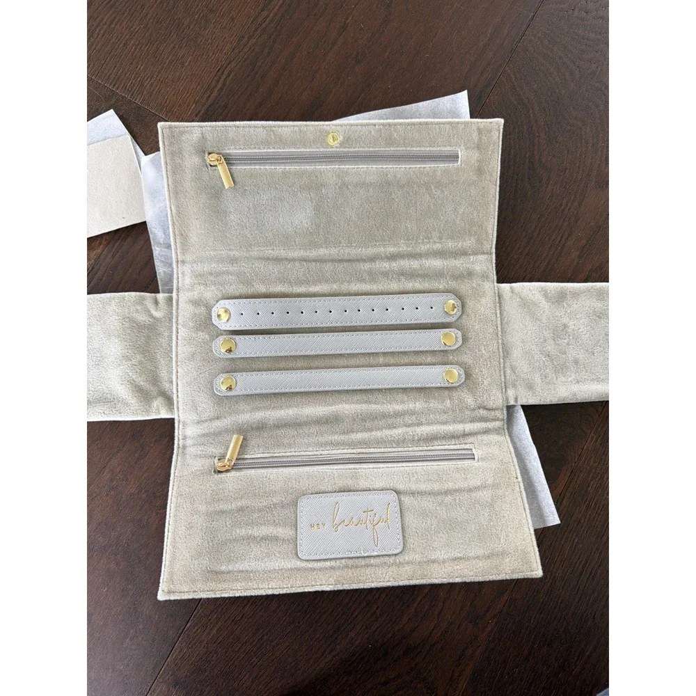 Katie Loxton London Black Jewelry Roll Travel Organizer Case Vegan Leather NEW